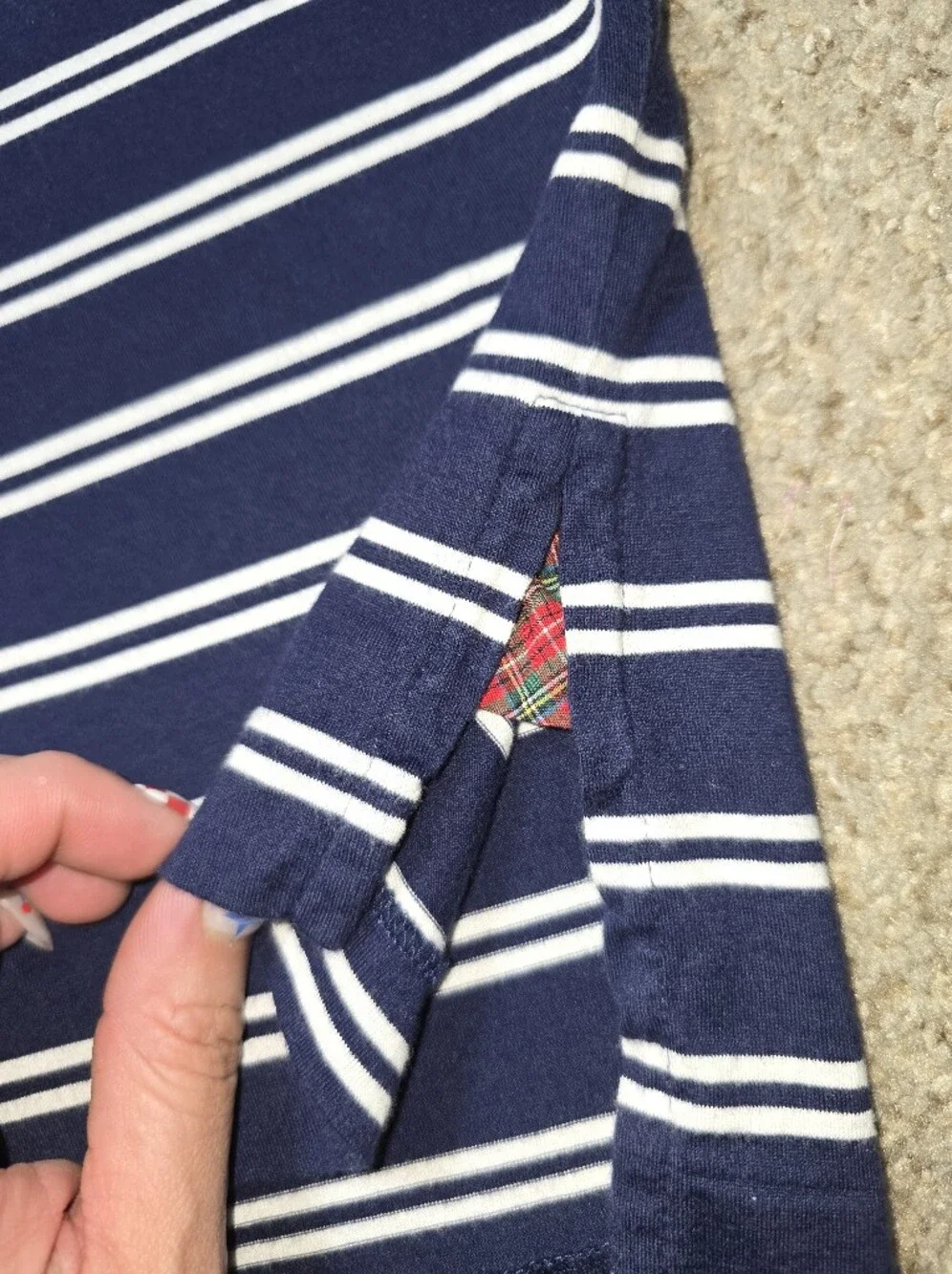 Ralph Lauren Navy and White Striped Polo Golf Shirt Size Large